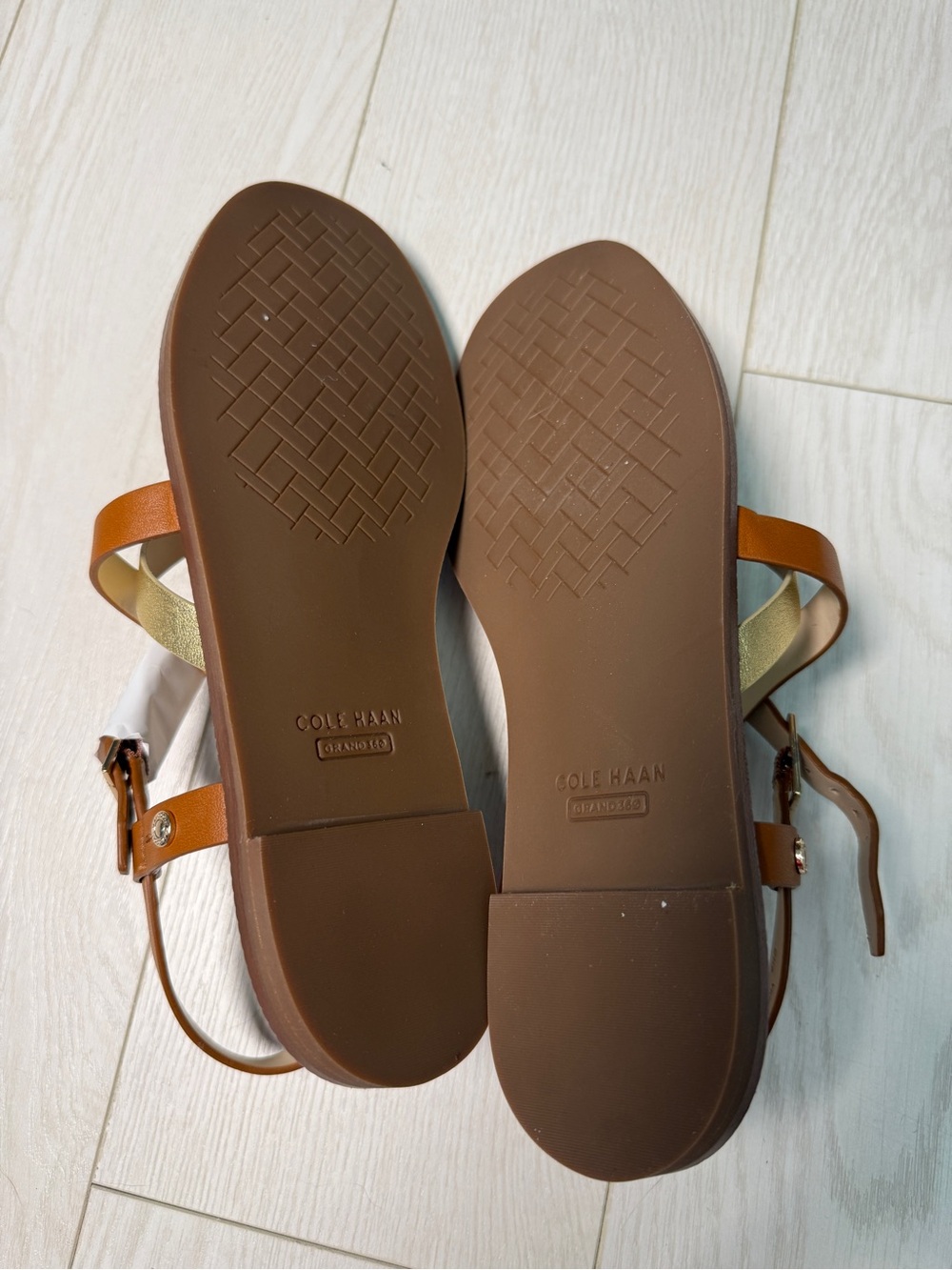 NWB Cole Haan Brown and Gold Strappy Leather Sandals - Picture 4 of 5